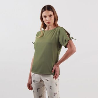 Fuera de Serie Blusa cuello redondo manga corta oferta