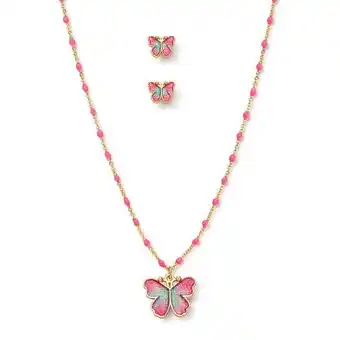 Estuche collar + aretes pastel butterfly