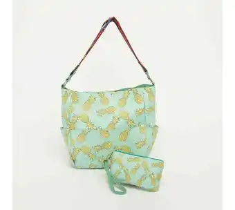 Panamericana Bolso tote con cosmetiquera, estampado de piñas, 35 x 39 cm oferta