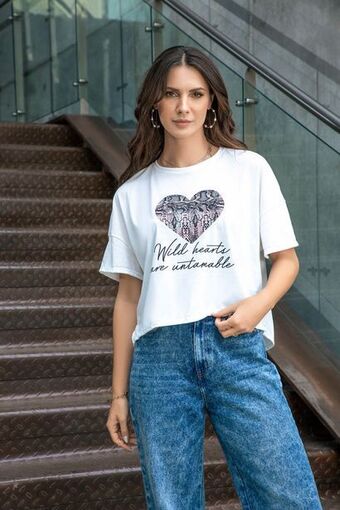 Pacífika Camiseta manga corta marfil oferta