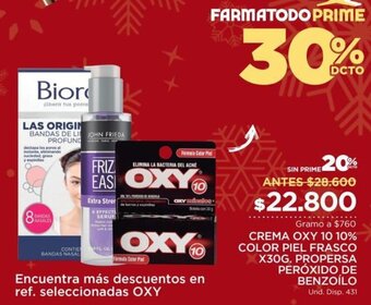 FarmaTodo Oxy Crema 10 10% Color Piel Frasco x 30g Propersa Peroxido de Benzoilo oferta