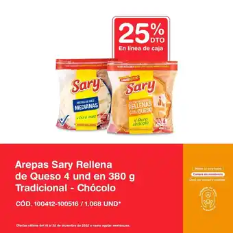 Makro Arepas Sary Rellena de Queso 4 und en 380g Tradicional - Chocolo oferta