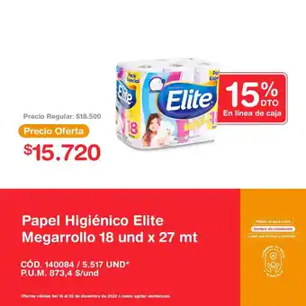 Makro Elite Papel Higienico Megarrollo 18 und x 27 mt oferta