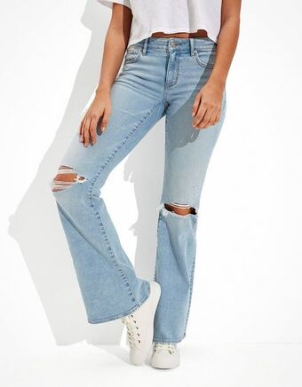 American Eagle Flare jean ae ne(x)t level de tiro bajo con rotos oferta
