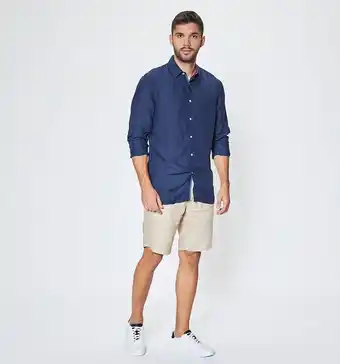 Camisa m/l fit slim en lino con contras