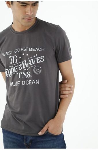 Tennis Camiseta gris estampada para hombre oferta