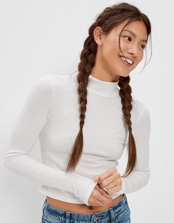 American Eagle Camiseta ae de manga larga con cuello alto oferta