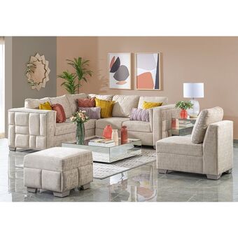 Muebles Jamar Sala en l luxury chenille wonder beige* oferta