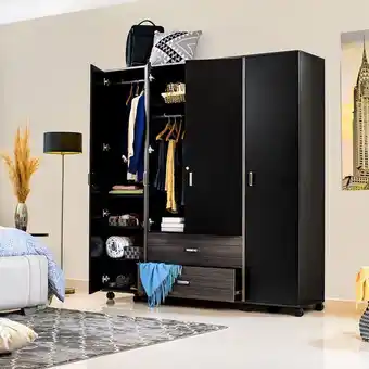 Muebles Jamar Closet bonaire negro, gris plus 182x192x45 oferta