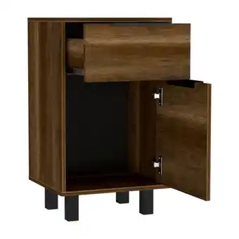 Estra Mesa de noche wesley, cobre y wengue, con una puerta y un cajón organizador oferta