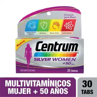 Droguerías Colsubsidio Centrum silver women + 50 años energía y defensas x 30 tabs oferta