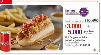 Metro Hot dog especial + papas + gaseosa oferta