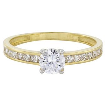 Kevin's Joyeros Anillo en oro amarillo de 18 kilates, con zircon central y decoración en zircones oferta