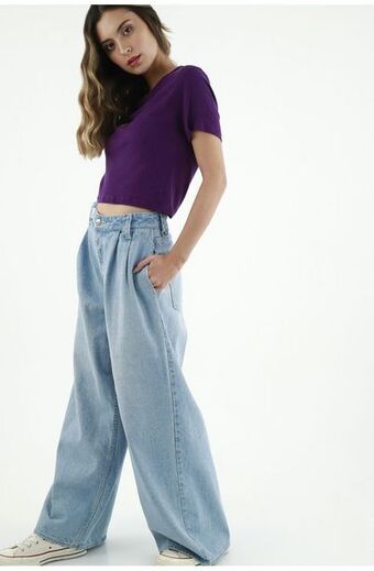 Tennis Jean azul de tiro alto para mujer oferta