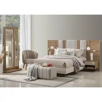 Muebles Jamar Alcoba doble tampa lino marfil, natural y off white oferta