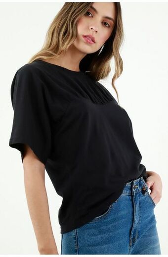 Tennis Camiseta negra con recogido para mujer oferta