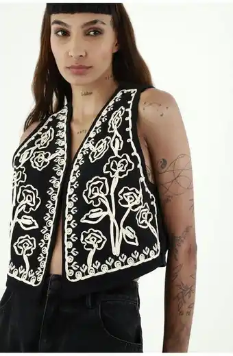 Chaleco negro tipo torero para mujer