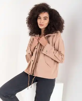 Naf Naf Chaqueta para mujer café con capucha y bajo ajustable oferta