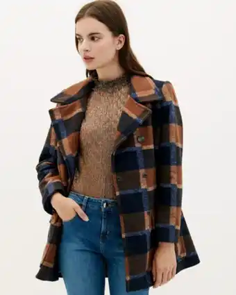 Julio Abrigo cruzado cuadros largo 3/4 oferta