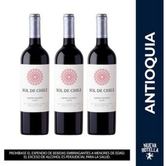 Linio Pague 2 lleve 3 vino tinto sol de chile cabernet sauvignon 750ml oferta