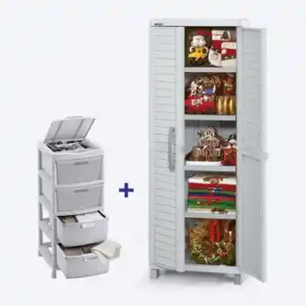 Rimax Combo navidad (1 armario grande barú + 1 gavetero fique con 4 gavetas y tapa organizadora) oferta
