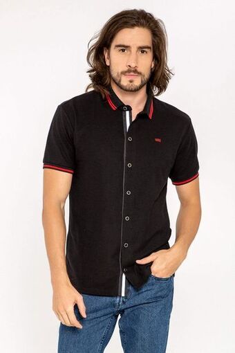 Pacífika Polo manga corta negro oferta