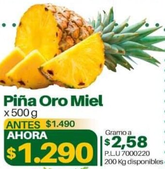 Supermercados Surtiplaza Piña Oro Miel 500g oferta