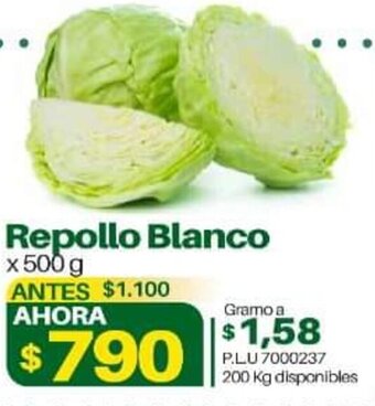 Supermercados Surtiplaza Repollo Blanco 500g oferta