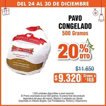 Alkosto Pavo Congelado 500 gramos oferta