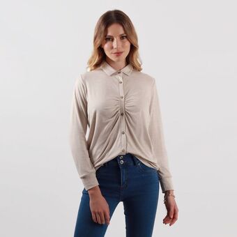 Fuera de Serie Blusa cuello camisero manga larga oferta