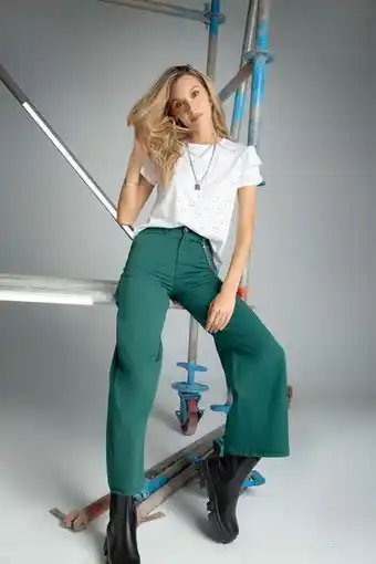 Pacífika Pantalon bota recta verde oferta