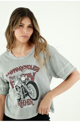 Tennis Camiseta estampada gris para mujer oferta