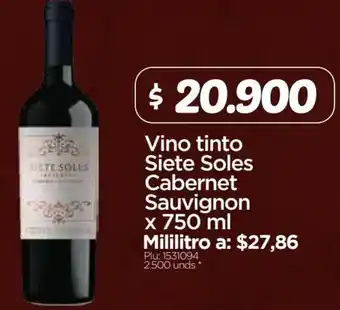 Surtimax Vino TInto Siete Soles Cabernet Sauvignon 750ml oferta