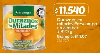 Surtimax Duraznos en Mitades Frescampo en Almibar 820g oferta