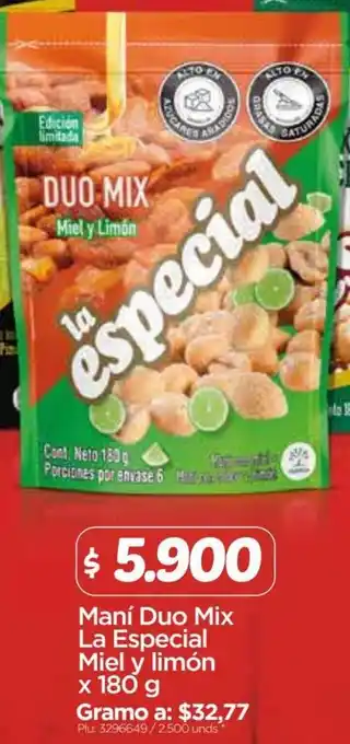 Surtimax Maní Duo Mix La Especial Miel y Limón 180g oferta