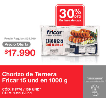 Makro Chorizo de Ternera Fricar 15 und en 1000g oferta