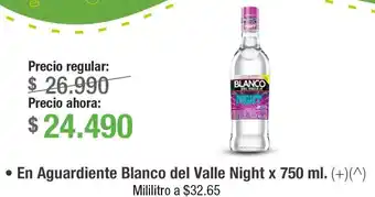 Jumbo En Aguardiente Blanco del Valle Night 750ml oferta