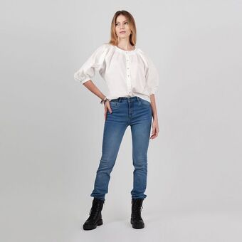 Fuera de Serie Jean tiro alto bota recta oferta