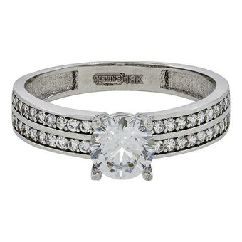 Kevin's Joyeros Anillo en oro blanco de 18 kilates, con zircon central y decoración en zircones oferta