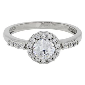 Kevin's Joyeros Anillo en oro blanco de 18 kilates, con zircon central y decoración en zircones oferta