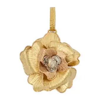 Dije en oro amarillo de 18 kilates con visos satinado, flor