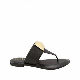 Bon-Bonite Sandalia tres puntadas en cuero color negro ónix oferta