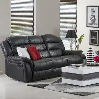 Muebles Jamar Sofá reclinable 3 puestos alamo eurocuero grain negro oferta