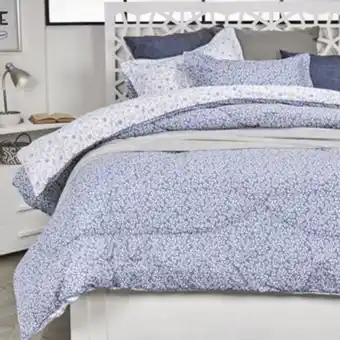Brissa Edredón microfibra estampado hojas/ramas azul denim oferta