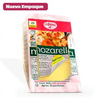 Merqueo Queso mozzarella tajado alpina x 25 400 gr oferta