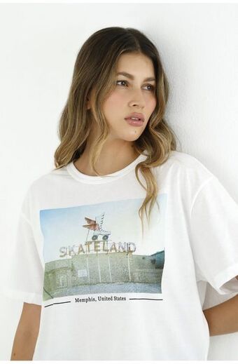 Tennis Camiseta blanca con gráfico skateland para mujer oferta