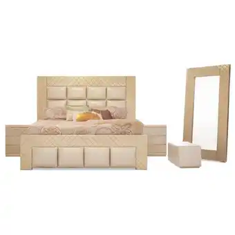 Muebles Jamar Cama king athos eurocuero perla, champaña oferta