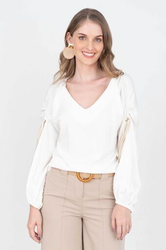 Unipunto Blusa manga 3/4 con tunel e hiladilla escote v oferta