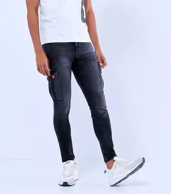 Stirpe Cris - jean super skinny cargo negro masculino groggy oferta