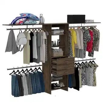 Estra Closet abierto leda, chocolate, con cuatro tubos cromados zf oferta